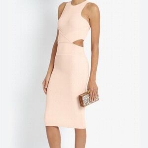 Ronny Kobo Megan Ribbed Knit Zipper Back Cutout Midi Dress